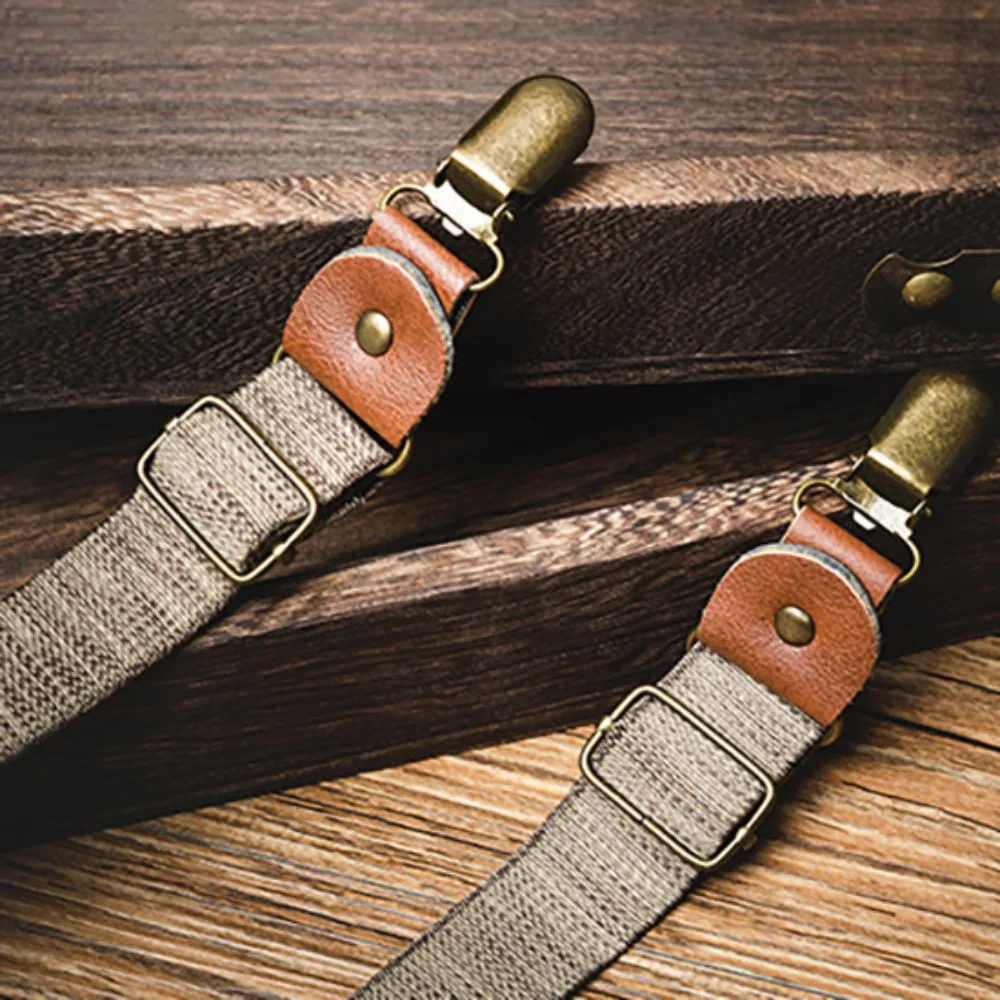 Bretelle retrò moda per uomo Clip in metallo Bretelle tipo Y stile britannico Accessori per abiti Clip per bretelle a righe antiscivolo da uomo
