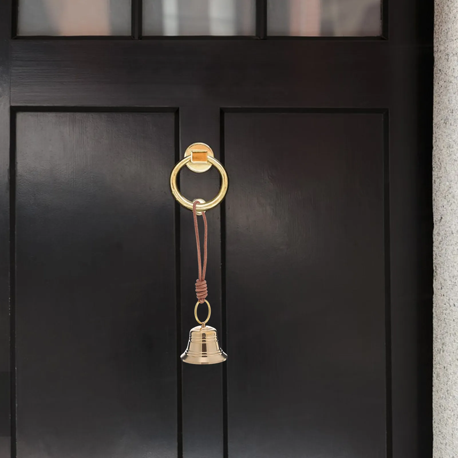 2Pcs Vintage Brass Hanging Bells Door Knob Decorative Rustic Doorbell Chimes Farmhouse Garden Gate Vintage Brass Jingle Bell