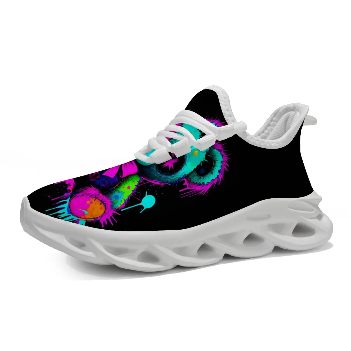 

Cartoon Graffiti Art Casual Sneakers With White Chunky Sole Sports Shoes for Boys Fashionable Lightweight Running Shoes