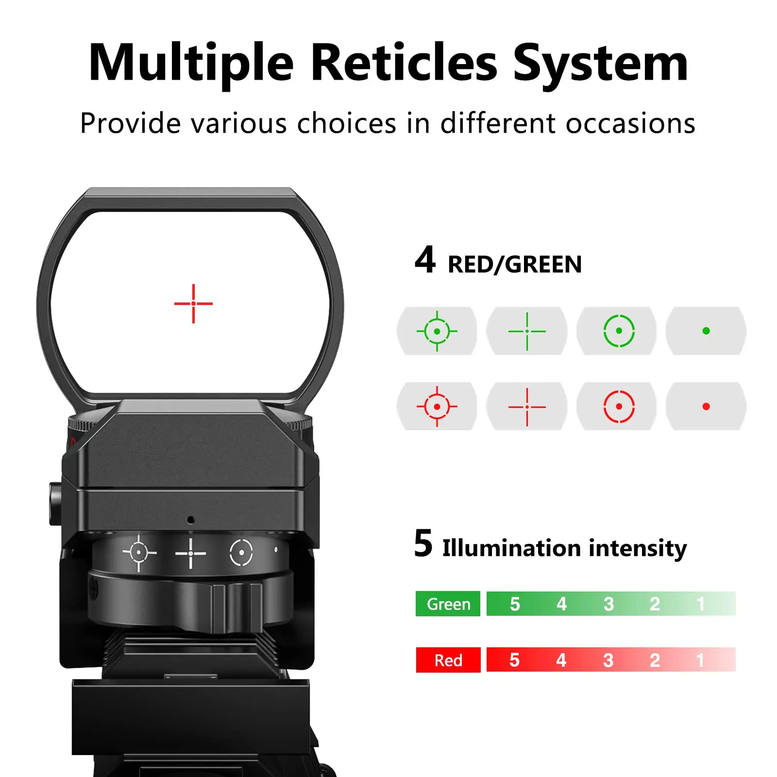 CVLIFE Hunting Rifle Scopes Holographic 1X22X33 Red and Green Illuminated Collimator Sight Scope With 20mm Rail