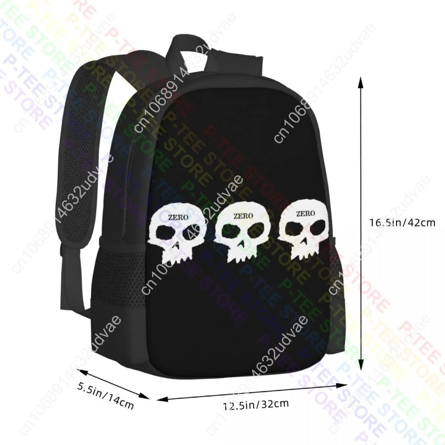 Zero Skateboards 3 SkullBackpack Large Capacity Bookbag School Sport Bag