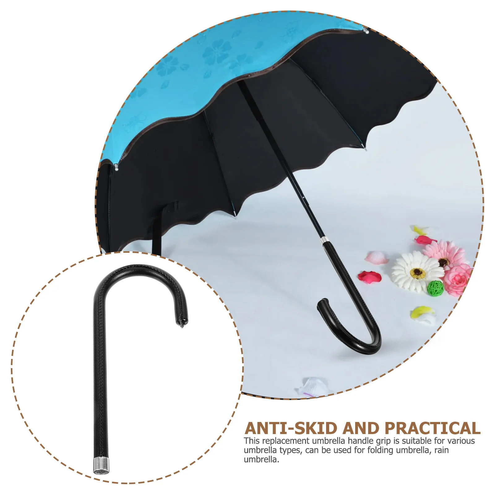 

Umbrella Handle Accessories Replacement Parts Foldable Plastic Repair 10mm Coffee Long Handle Grip for Umbrella Lightweight