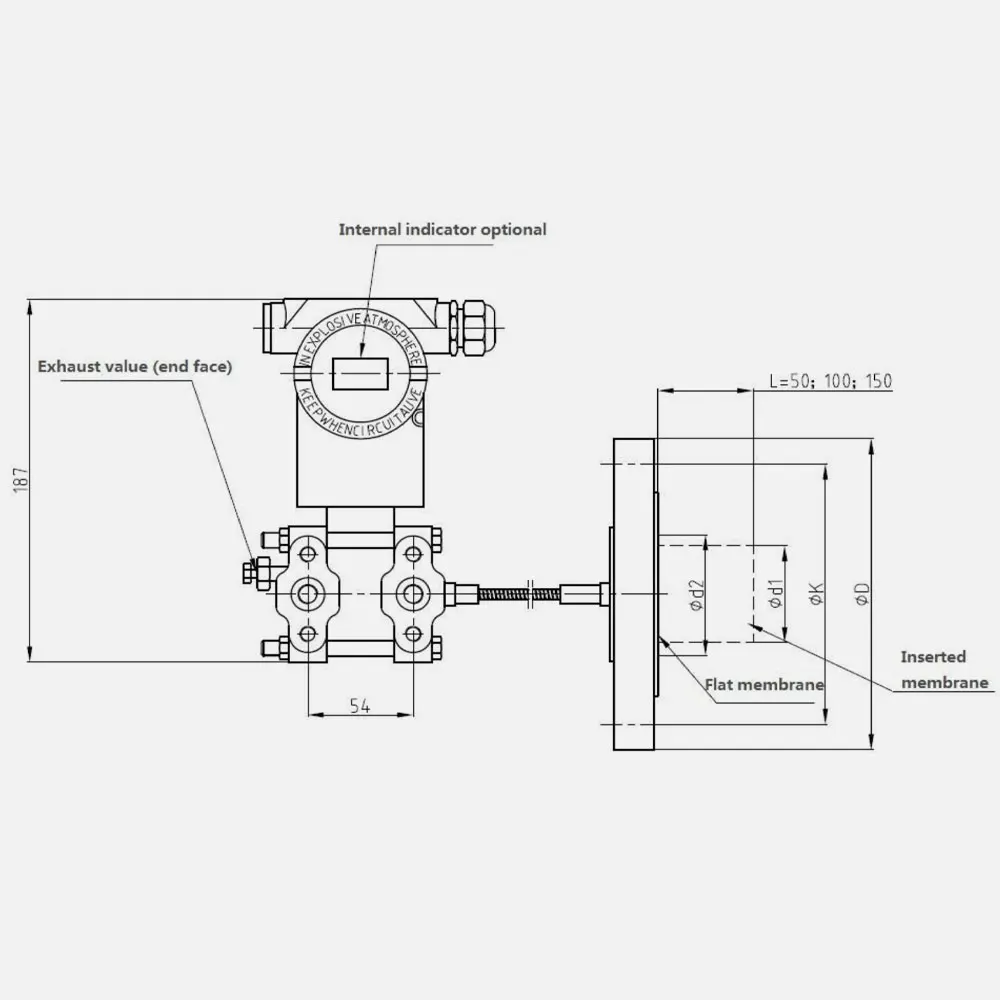 4~20ma Hart Single Flange Mounted Differential Pressure Tank Liquid Level Transmitter