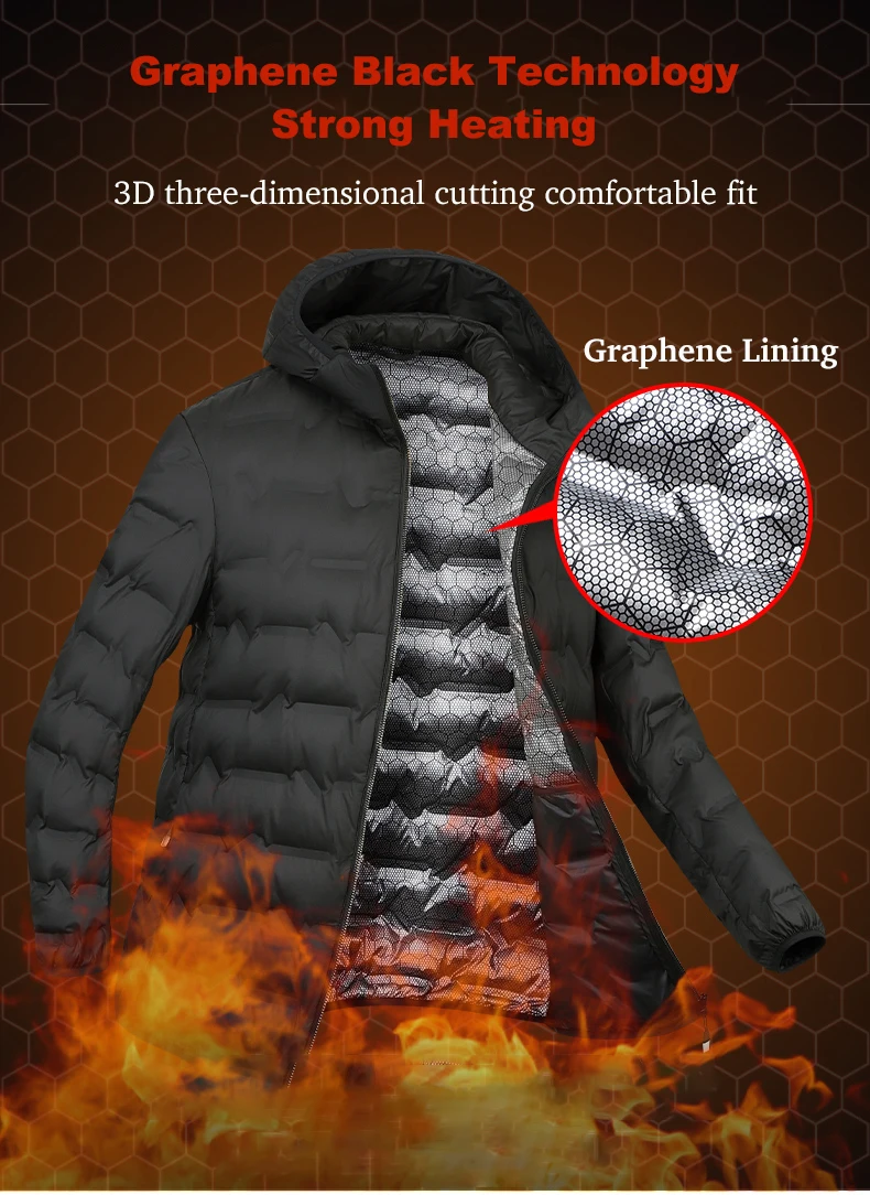 EUMERGX Herren Daunenjacke Winter Warme Entendaunen Leichte Polsterjacke Camping Klettern Trekking Graphen-Futter Mantel – Detail 4