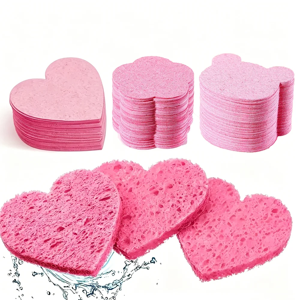 5/10/20PCS Compressed Cute Shaped Facial Sponges Cleansing Reusable Soft Exfoliating Sponge for Home or Travel