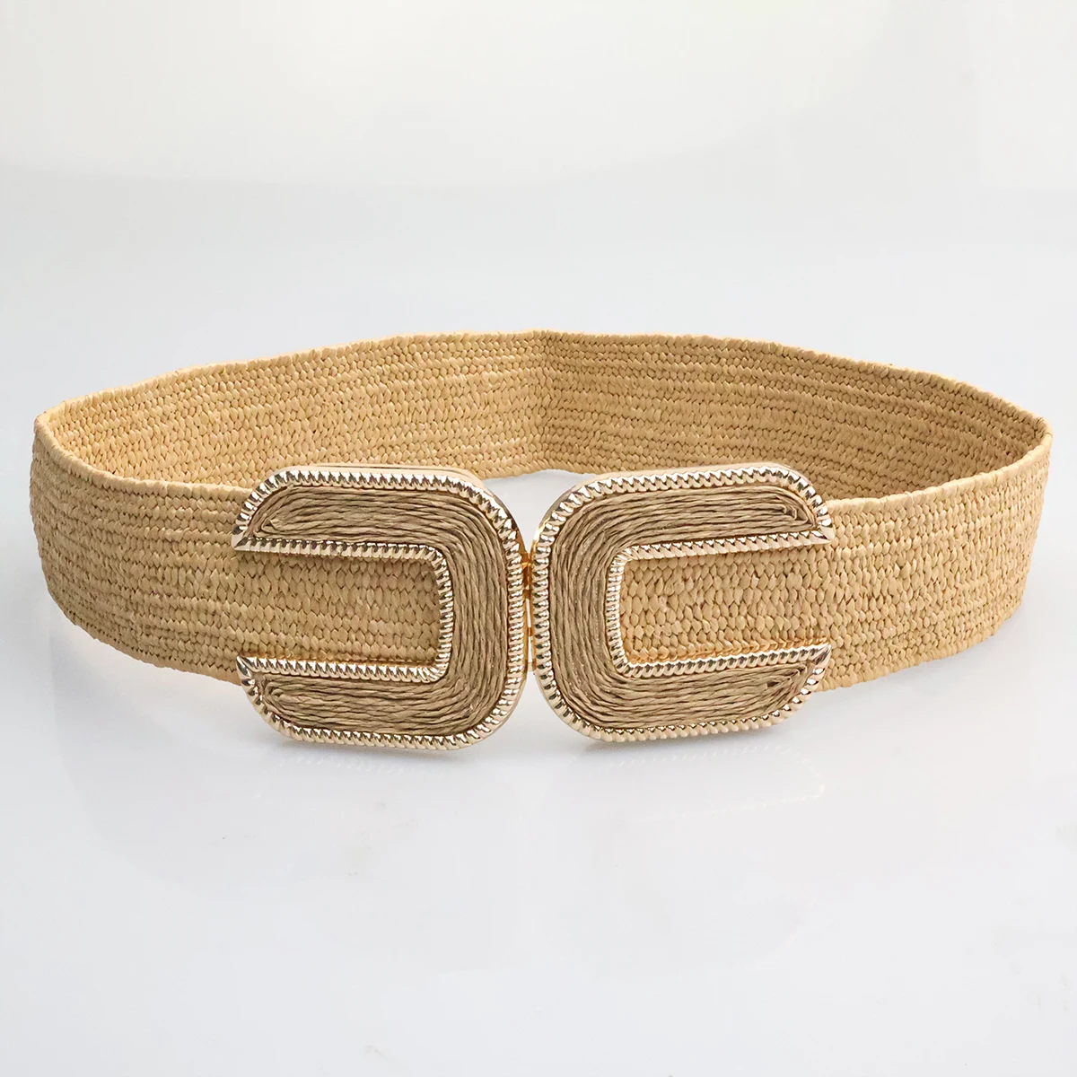 

5cm Fashion Elastic Women's Belt PP Grass Woven Solid Color Elastic Belt for Women