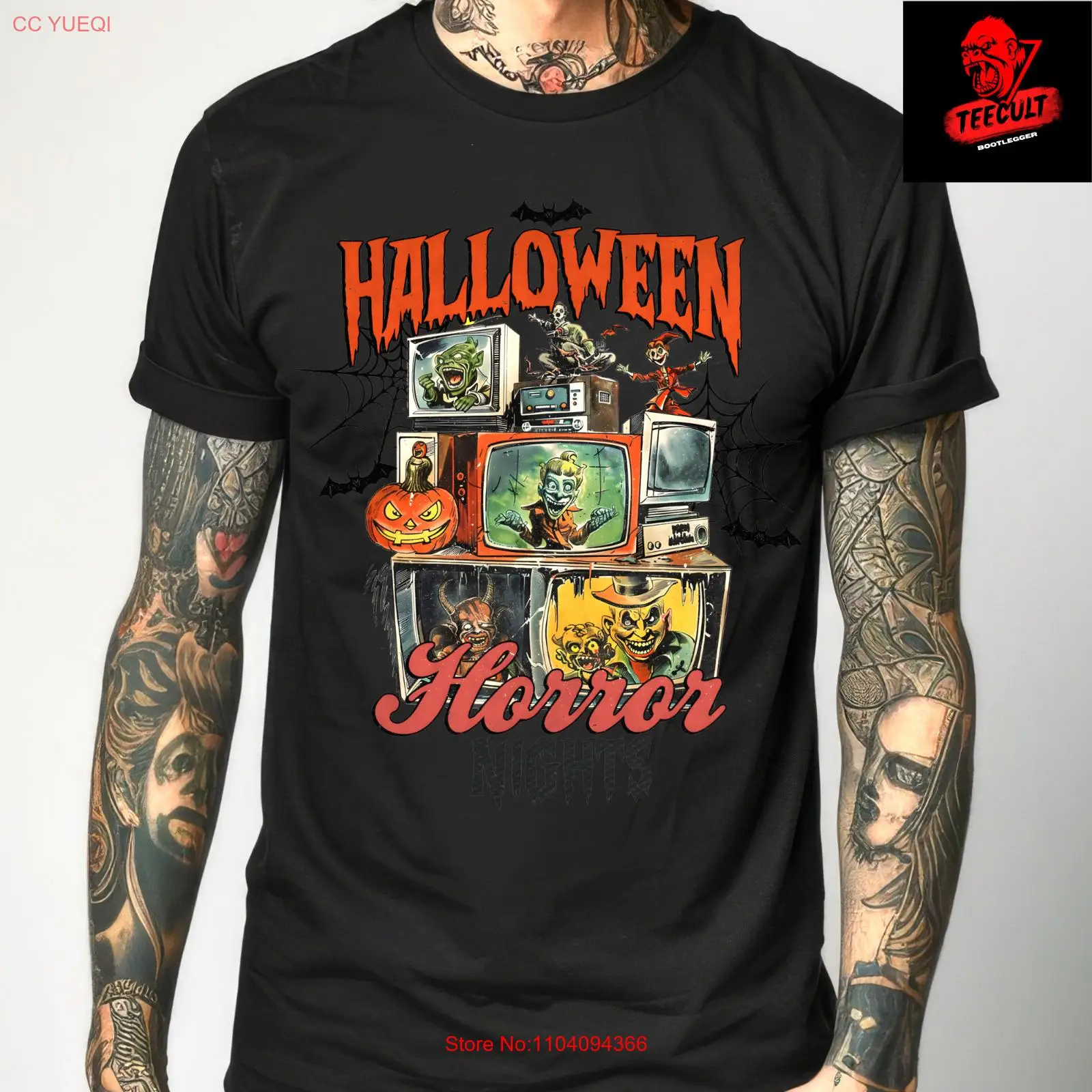 

Vintage Halloween "Horror Nights" Scary Pumpkin Tee Unisex T-Shirt S–3XL