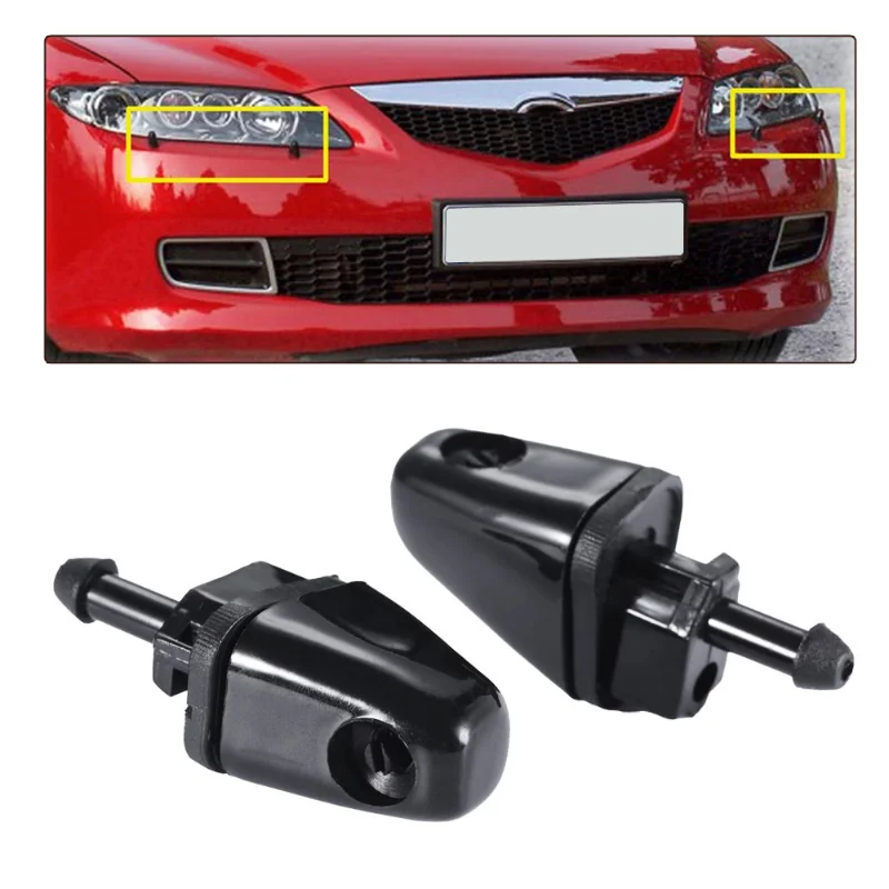 2pcs Front Headlight Washer Jet Nozzle GR1A518G0A Car Headlight Washer Nozzle Replace Accessories for Mazda 6 / M6 GG1 2002-2008