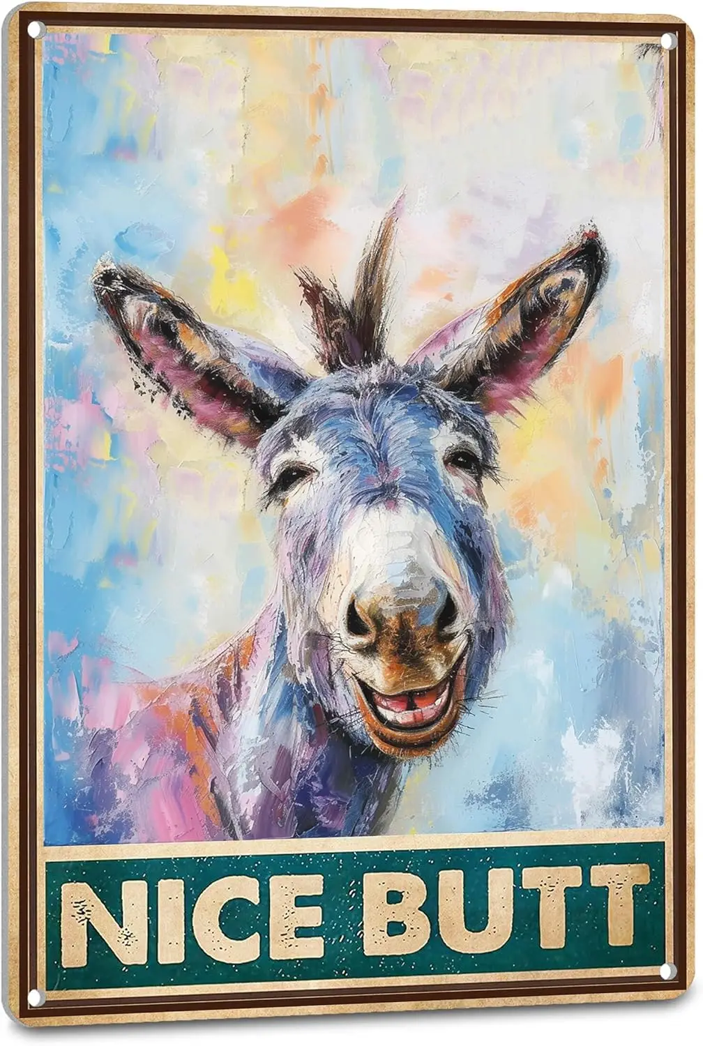 Hippie Bathroom Decor Funny Donkey Poster Nice Butt Sign Vintage Restroom Toilet Wall Art Ass Weird Metal Tin Sig