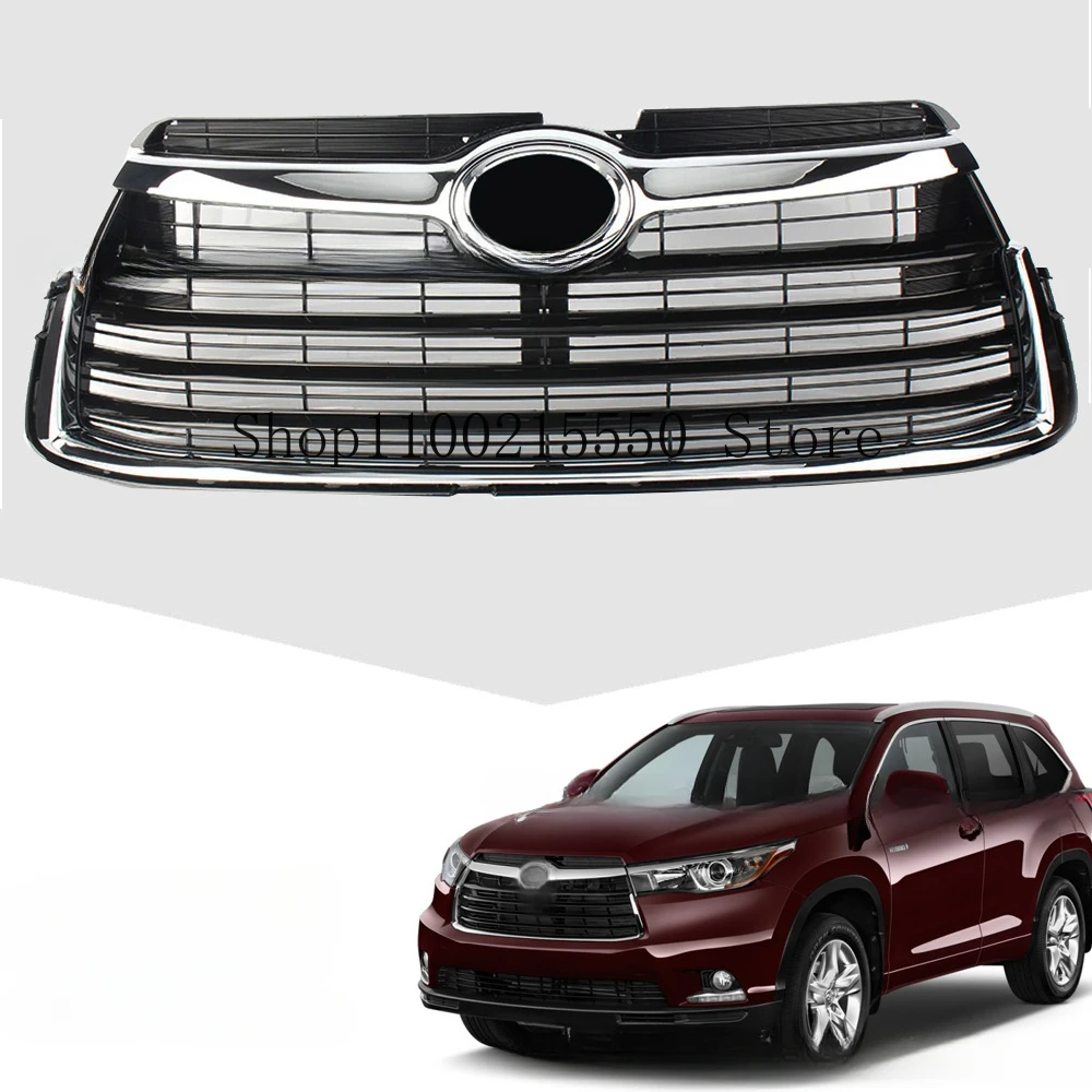 

Glossy Black For Toyota Highlander 2015 2016 2017 avant Grill Grille Chrome Honey Bumper Mesh Grille ,Front Car Grill Grills