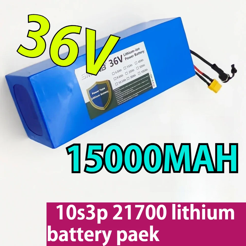 

36 В, 15 Ач, 15 Ач, 21700, 10S3P, встроенный аккумулятор BMS 15 А, скутер 250–500 Вт, аккумулятор для велосипеда