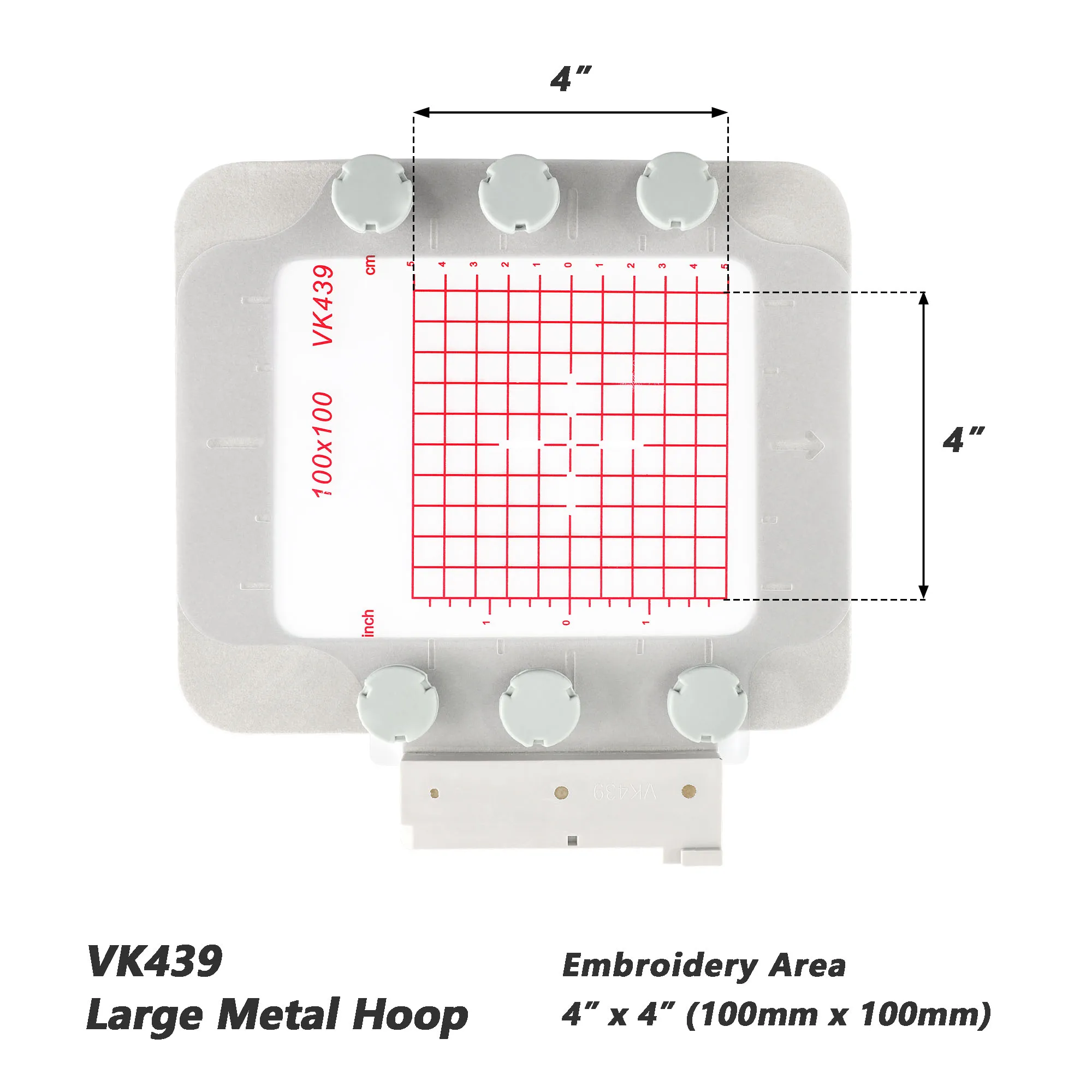 VK439 Metal Mighty Magnetic 100x100mm Embroidery Hoop for Husqvarna Viking Designer Epic Diamond deLuxe Topaz 40 Jade 35 Machine