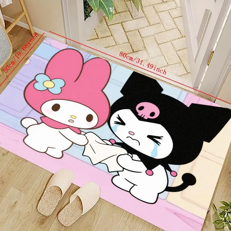 

1 шт. My Melody & Kuromi Sanrio Kawaii мультяшный напольный коврик, мягкий нескользящий коврик 50x80 см с милой плачущей сценарой дружбы, P