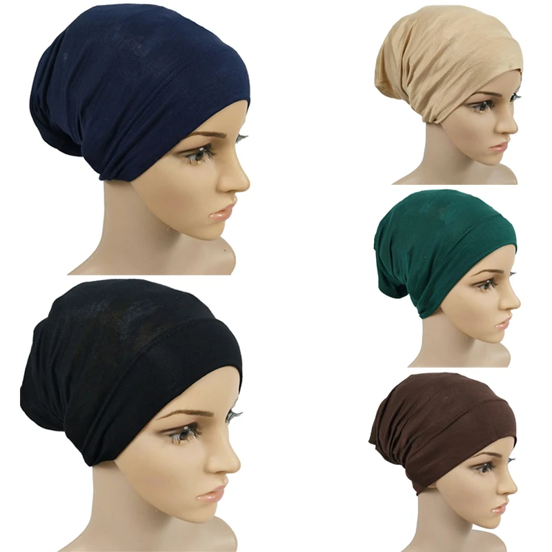 

Inner Hijab Caps Muslim Stretch Jersey Cap Islamic Underscarf Bonnet Women Headscarf Turbante Turban Headband