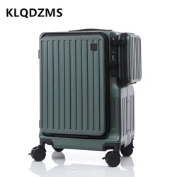 KLQDZMS 20Inch Multifunctional Luggage Front Opening Laptop Boarding Case ABS + PC Trolley Case USB Charging Travel Suitcase