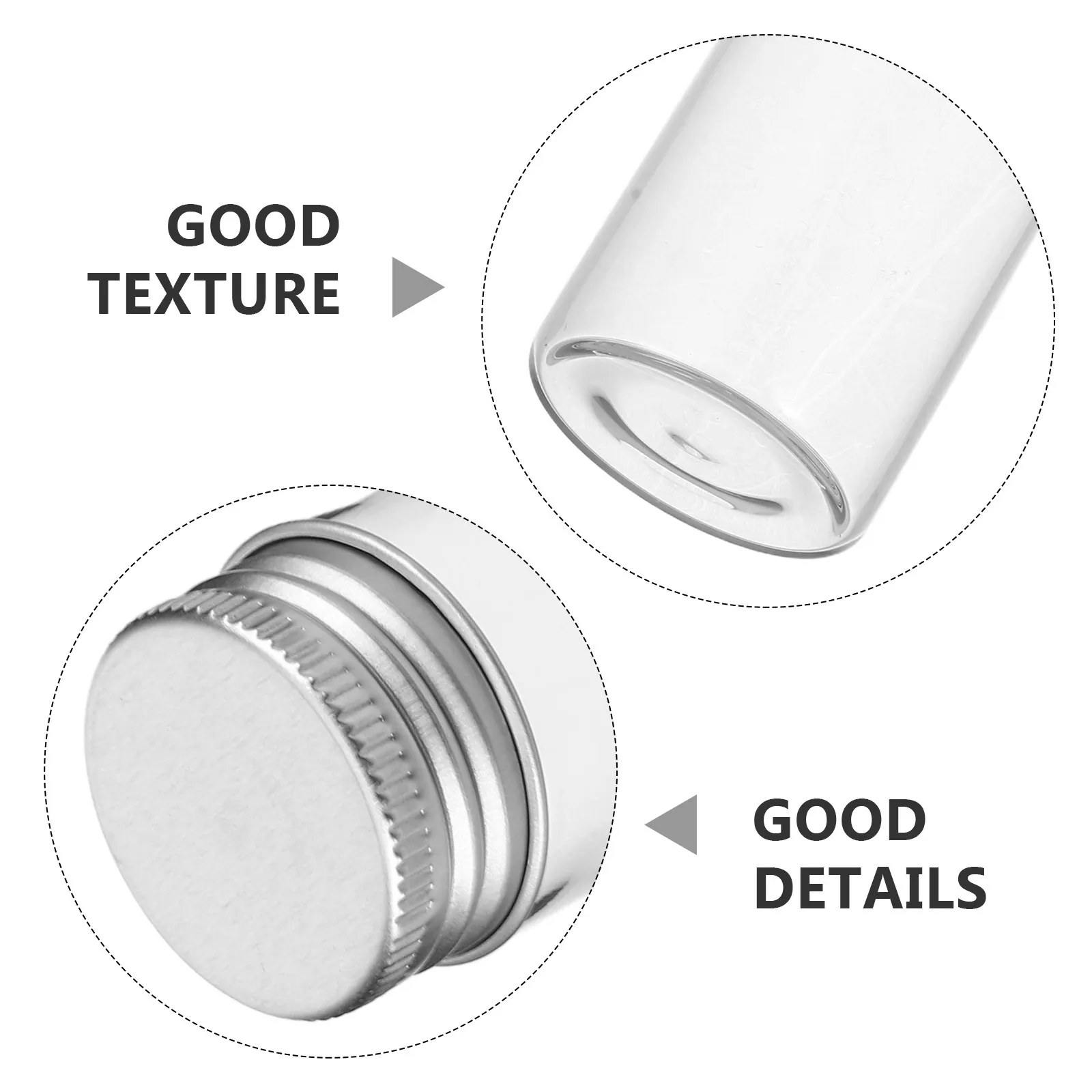 30Pcs Clear Glass Vials with Aluminum Screw Caps 60Ml Transparent Cylinder Test Tubes for Liquid Storage Science Experiments