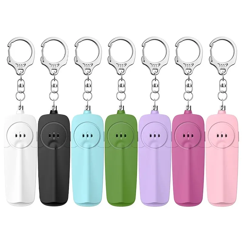 Lighter And Thinner Female Portable Alarm With Keychain, 130dB Volume, Electronic Whistle, Backpack Pendant, LED Lighting