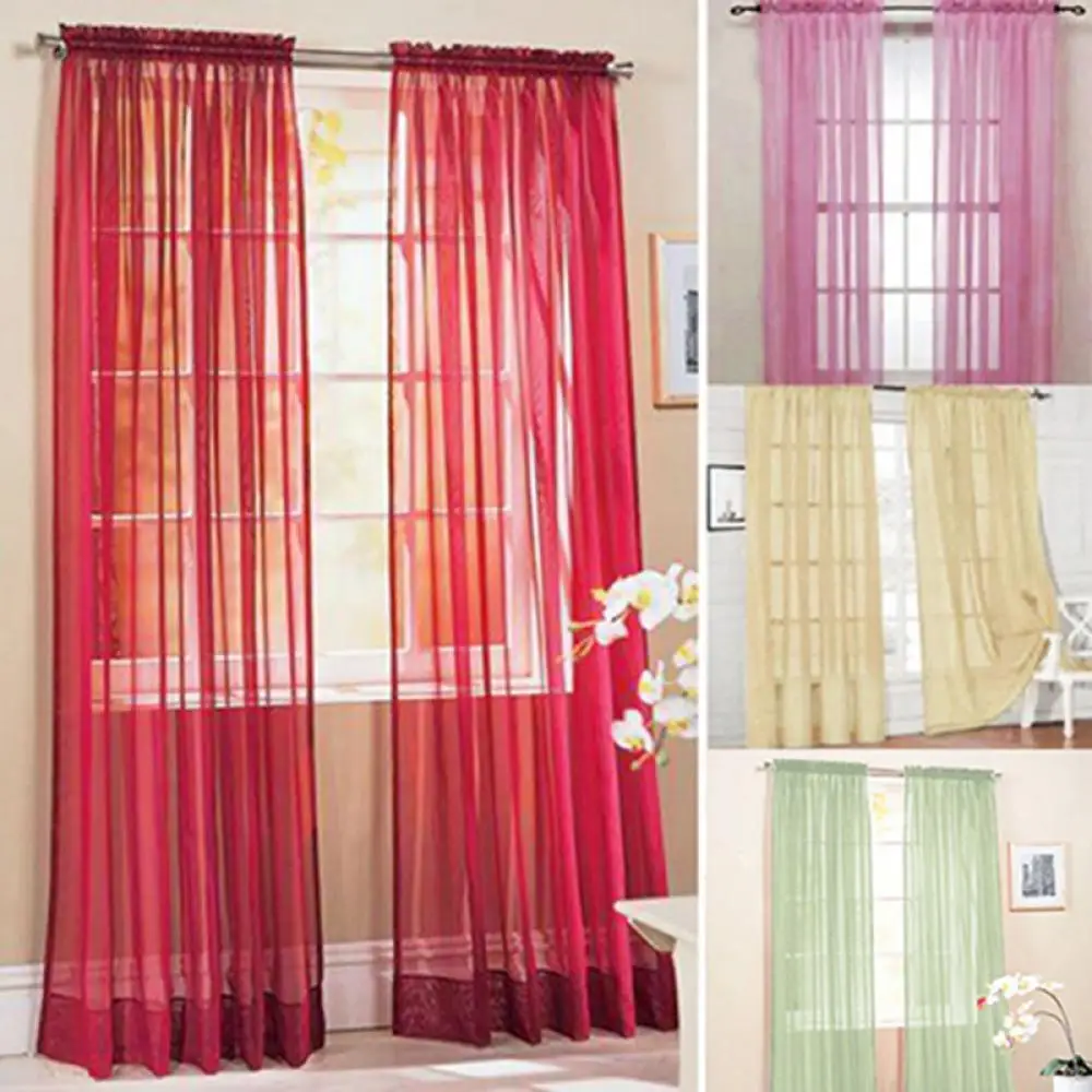 16 Colors Glass Yarn Sheer Window Valance Curtain White Sheer Curtains Living Room Bedroom Window Voiles Tulle Curtain On Rod