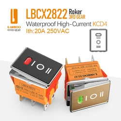 LANBOO High-Quality New Metal Boat Rocker 3-Speed 4NO With Light  20A High Current Switch