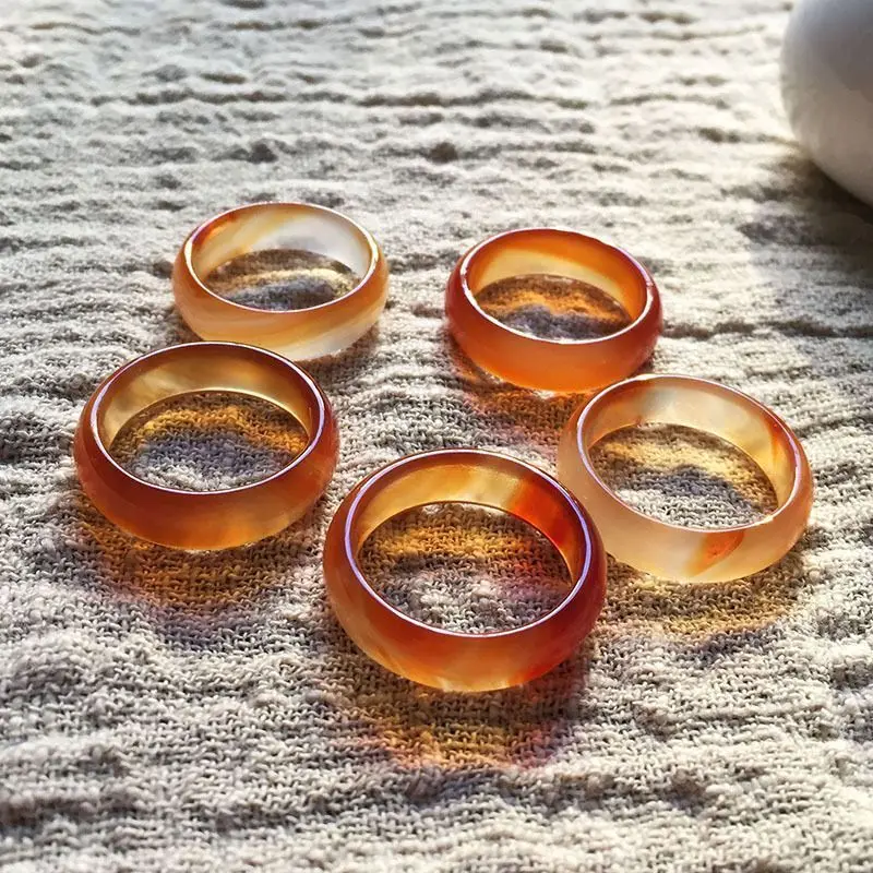 

Ice Type Floating Flower Colorful Chalcedony Ring Tail Ring Jewelry Index Finger Jade Ring Floating Flower Agate Women's Jade Ri