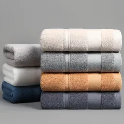 Thickened Cotton Bath Towel Increases Water Absorption Adult Bath Towel Solid Color  Soft Affinity Face Towel