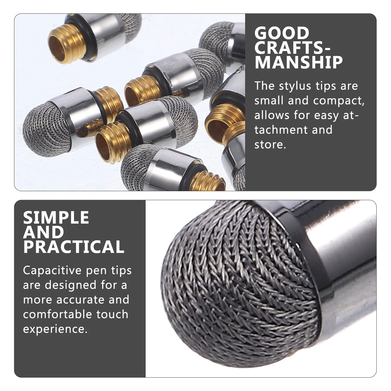 

10 Pack Stylus Pen Tips Replacement for Touch Screen Devices Conductive Fiber Nibs with Nano Silver Wire Precision Scribe Tip