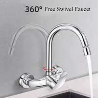 Into The Wall Kitchen Faucet Hot and Cold Wash Basin Sink Laundry Basin Balcony Wash Basin All Copper Mixed Water Valve Faucet