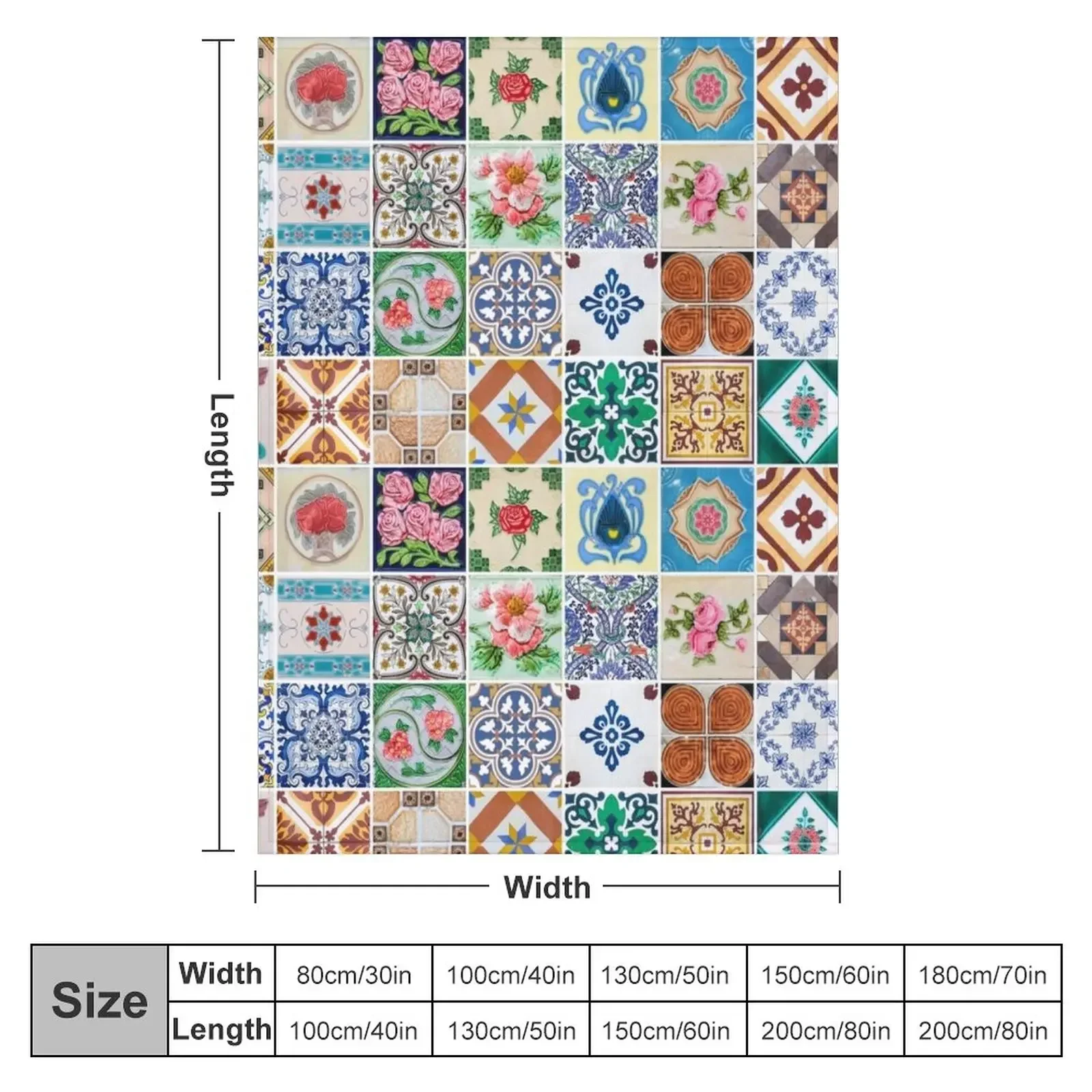 Colorful Azulejo Decorative Lisbon Tile Mural Pattern Throw Blanket Nap Blankets For Baby Decorative Beds Blankets