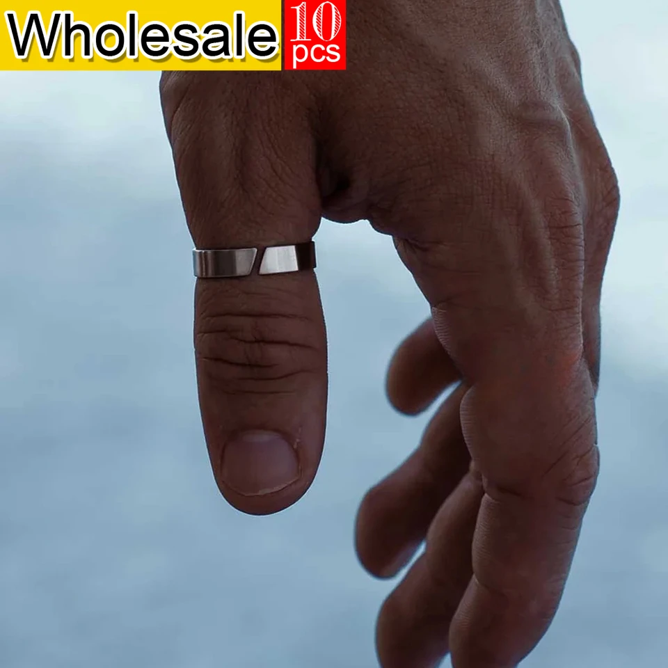 European and American men's stainless steel jewelry trend minimalist rings fashionable and non fading 10PCS wholesale