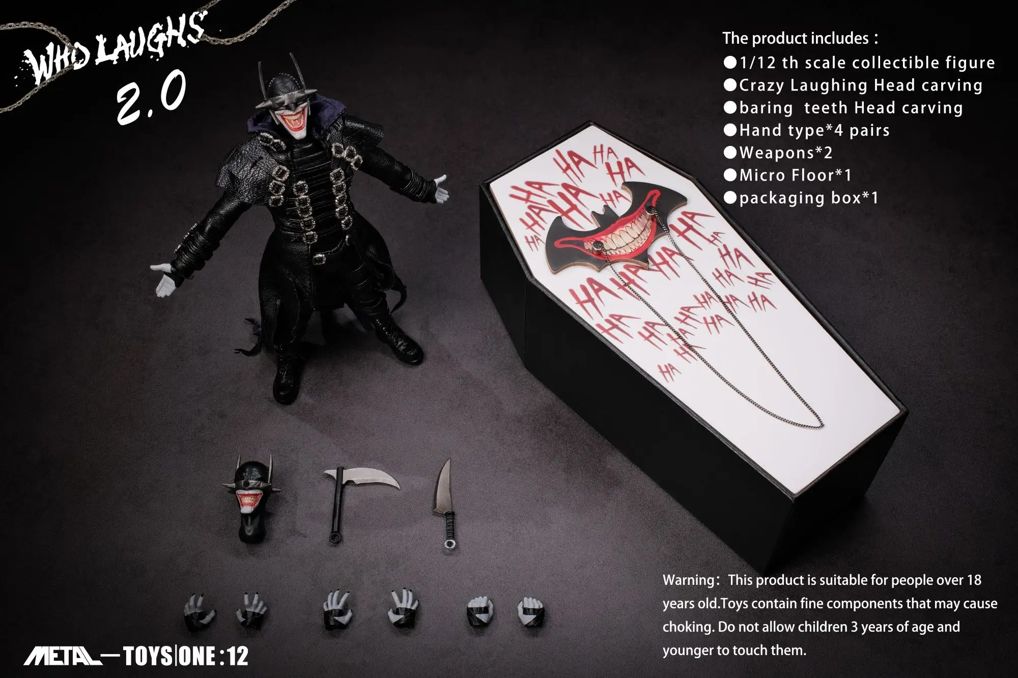 Oryginalne Metal-Toys w skali 1/12, męski żołnierz Batboy Who Laughs 1.0 2.0 6\" pełny zestaw figurek akcji, modele zabawek na prezent, dostępne od ręki.