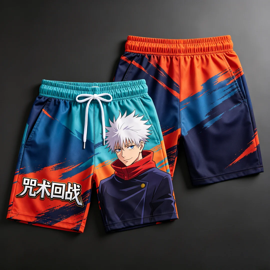 2026 Jujutsu Kaisen Satoru Gojo 3D Print Men's Quick Dry Sports Shorts Summer Casual Shorts Elastic Waist Anime Pants Breathable