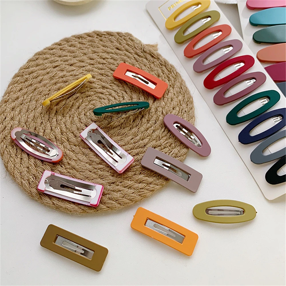 10PCS/Set Candy Color Hair Clips Simple Basic Sweet Hairpins For Women Girls Colorful Acrylic Hair Claws Headwear