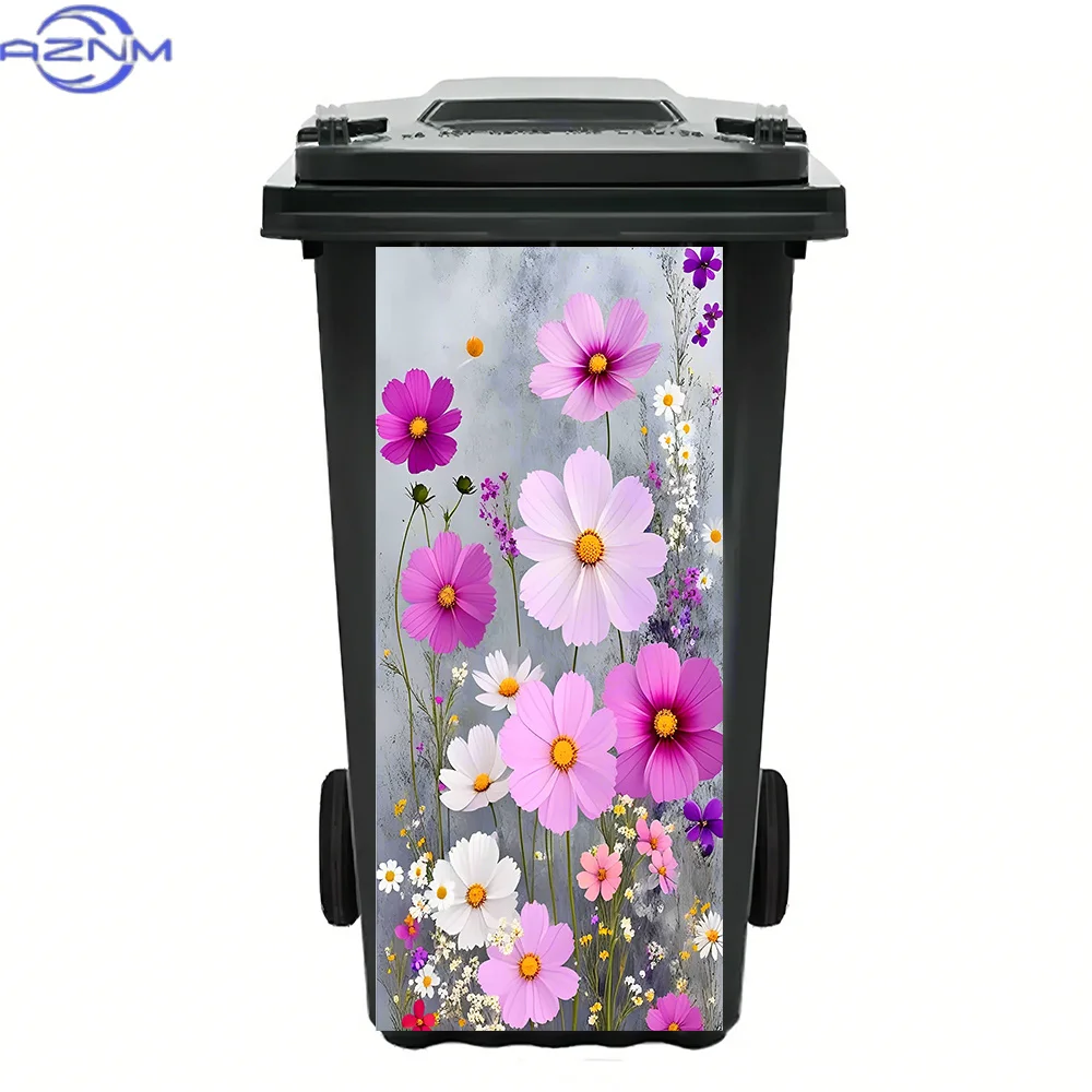 2D1pc Diverse Pink and White Flowers  Adhesive Sticker, for Trash Can, Wall & Home Art Decoration, cm*.cm