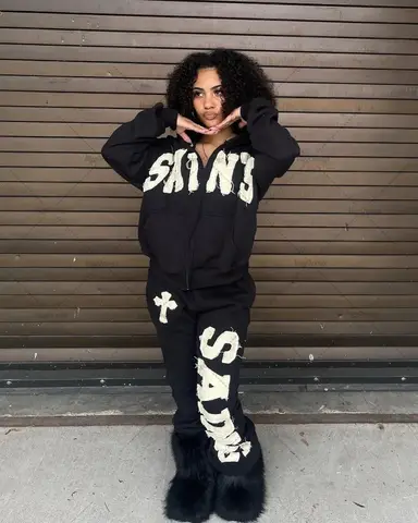 European and American High Street Cross Embroidered Straight Wide Leg Pants Retro Colorful Sportspants Gothic Dark Men Trousers