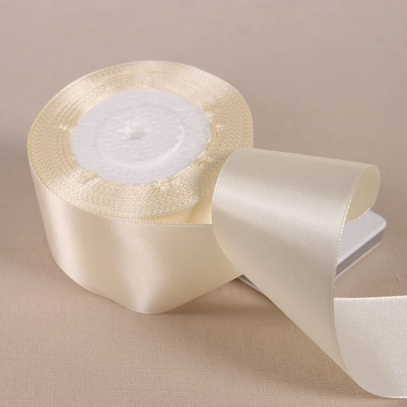 25 Yards 6/10/12/15/20/25/32/38/50/75mm Beige Polyester-Satinband für Hochzeits- und Partydekoration & DIY Geschenkverpackung – Detail 10