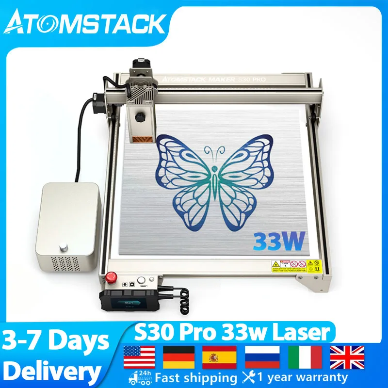 

ATOMSTACK S20 Pro/S30 Pro Laser Engraver DIY CNC Desktop Laser Engraving Cutting Machine 22W/33W Output Metal Engraver Air Assis