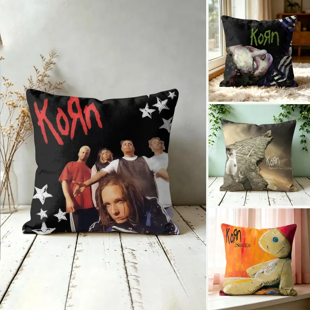 K-Korn Band Rock Cushion Cover Square Decorative Throw Pillow 40x40cm For Sofa Bedroom Living Room Home Decor