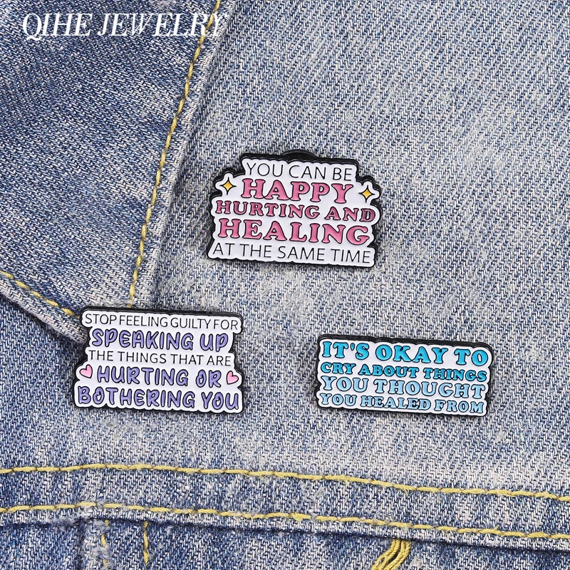 It's Okay To Cry About Things You Thought You Healed From Enamel Pins Inspirational Quotes Btooches Jewelry Gifts for Friends