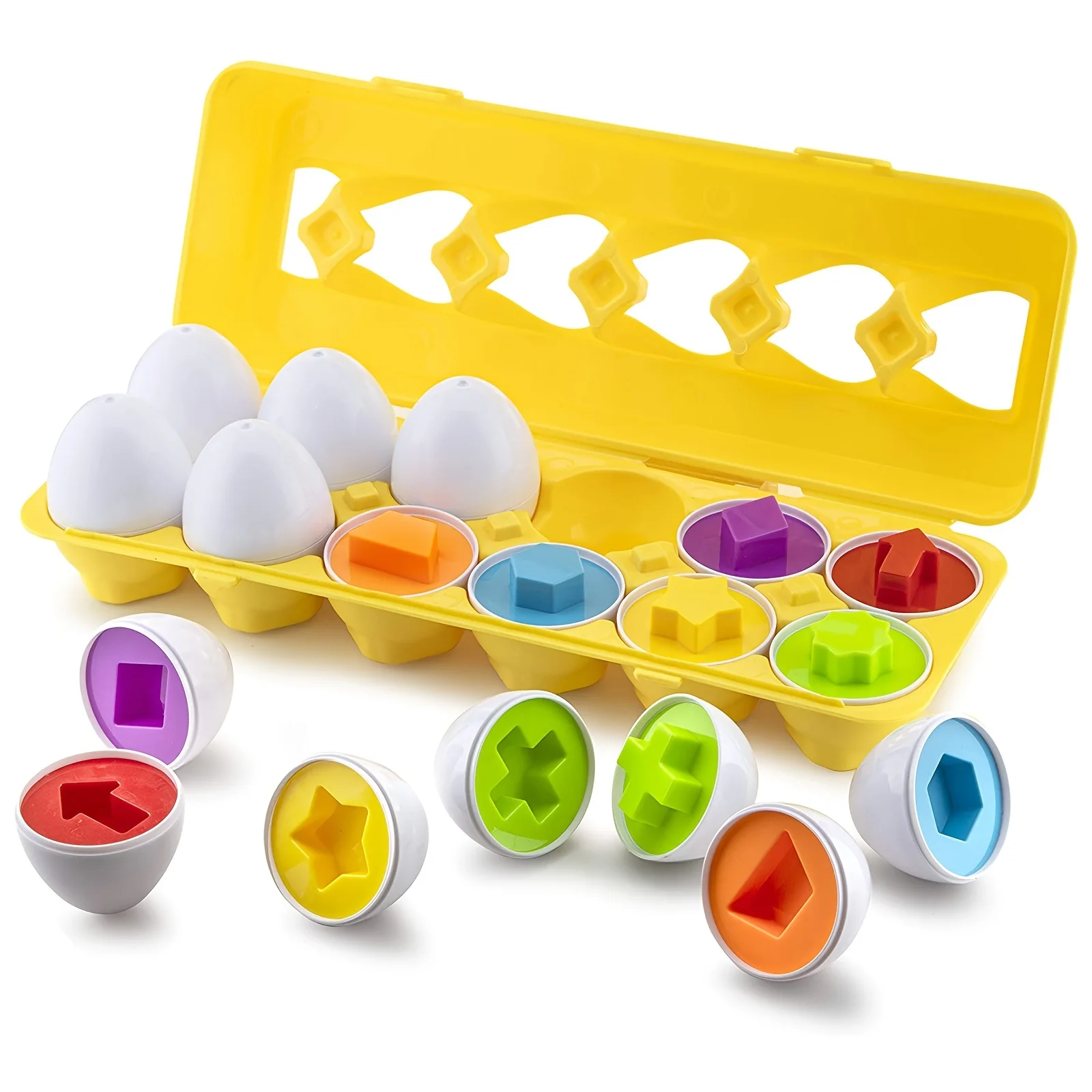 1Set Montessori Baby Eggs Educational Toys, Color and Shape Recognition Early Learning Toys, Infant Perfect Christmas Gifts