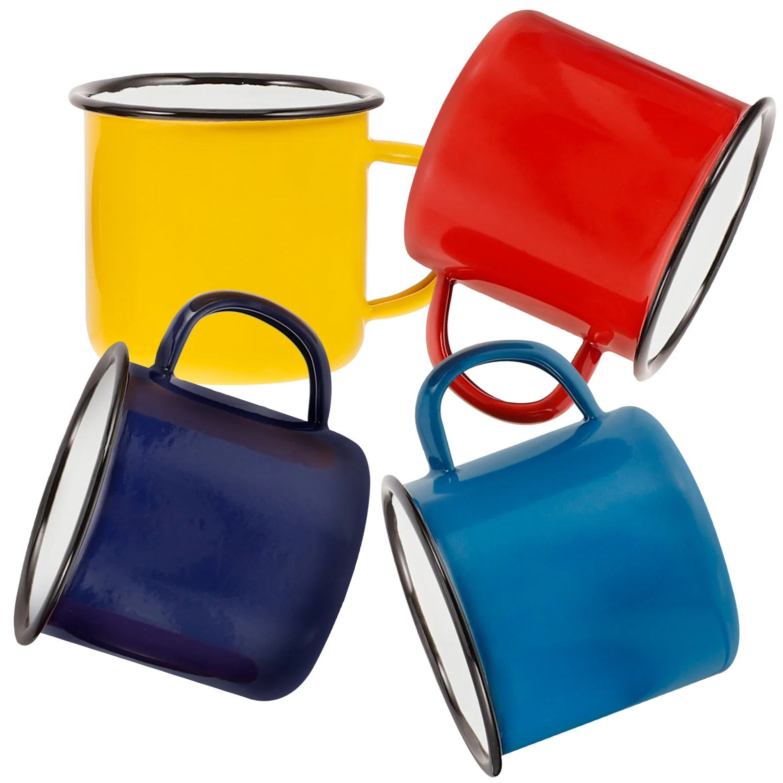

4pcs Set Enamel Coffee Enamel Cup Tea Cups 350ML Vintage Travel Camping Tableware Home Kitchen Bar Restaurant Cafe