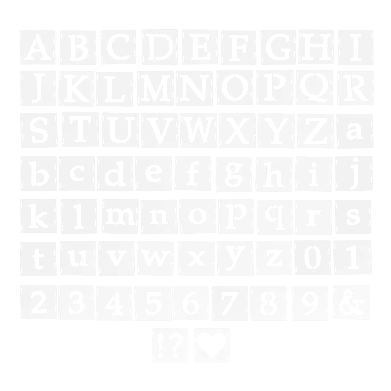

65 Pcs Drawing Template Set Craft Stencils Letter Templates Alphabet Crafting Interlocked Letters and Numbers Decorative Symbol