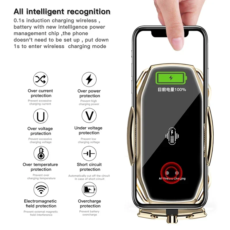 

Автомобильное беспроводное зарядное устройство, держатель для телефона, станция быстрой зарядки 10 Вт для iPhone, Samsung, Xiaomi, автоматические магнитные беспроводные автомобильные зарядные устройства