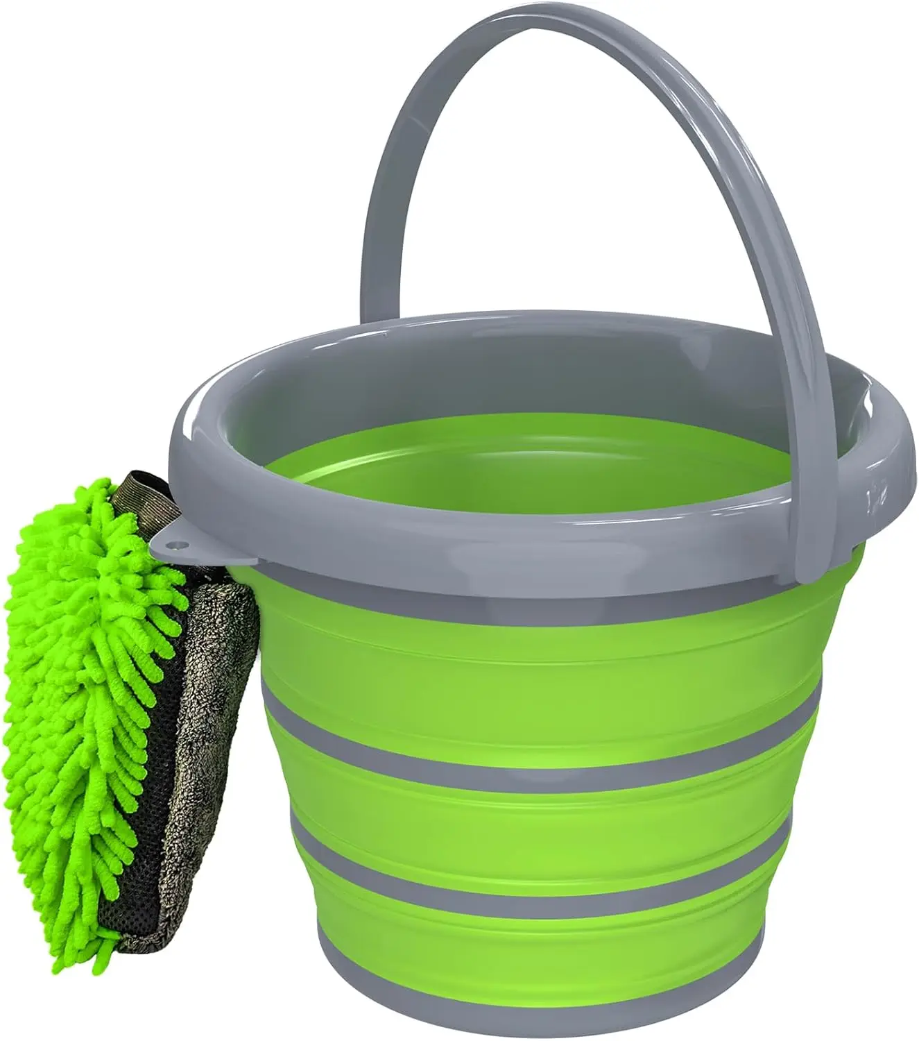 

10L Collapsible Car Wash Bucket with Microfiber Mitt, Portable 2.6 Gallon Water Bucket for Car & Home