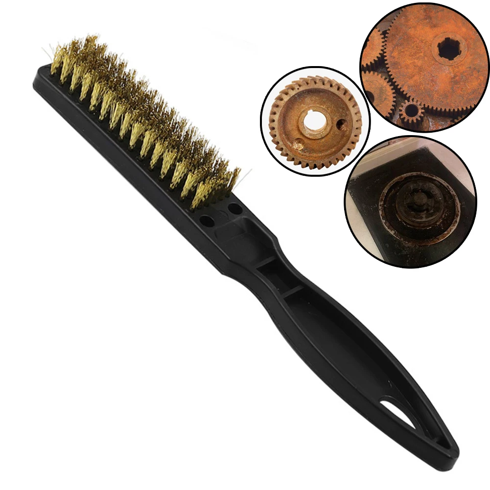 

1pc Copper Wire Brush For Household Cleaning Mechanical Cleaning Metal Rust Remover Polishing Tool Hand Tools 220x27mm