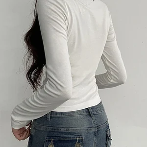 Damen t -Shirt mit Quadratkragen, Spitzen -Garnison, Langarm, dünn, weiß, y2k, süß, japanische Kleidung, Kawaii 6 Hauptverkäufe japanische Frauenkleidung - №4