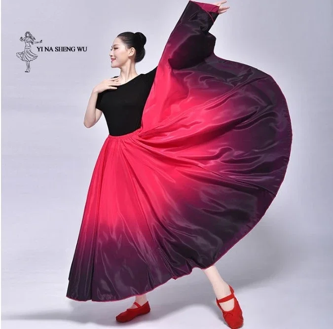 Buikdans grote swing rok prestaties Zigeunerkleding Dameskostuums Lange dansrok Dame dansjurk Satijnen lange Spaanse rok