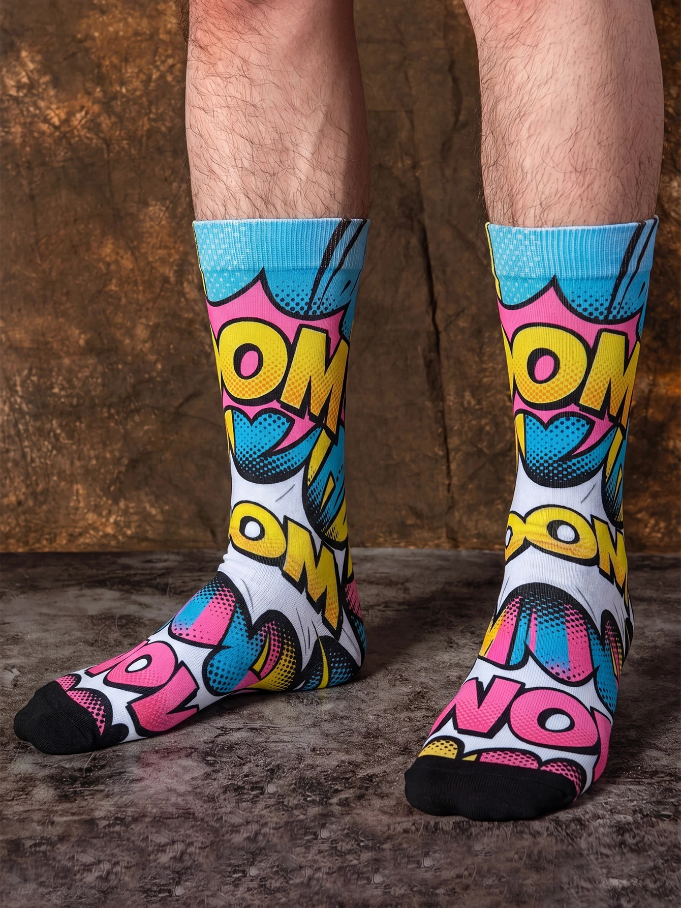 1 Pair of Pop-Art Comic Style Trendy Mid-Calf Socks, Men's Mid-Calf Socks, Novel and Interesting, Summer Fashion Accessory