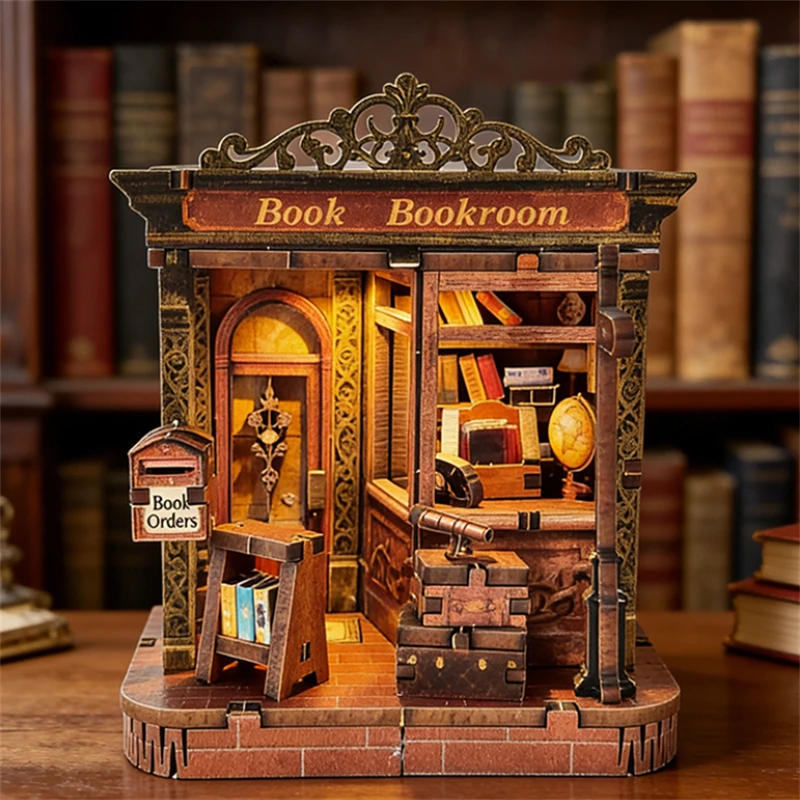 

DIY Wooden Mini Casa Book Room Wooden Cottage Miniature Model Kits With Furniture Lights Dollhouse for Friends Birthday Gifts