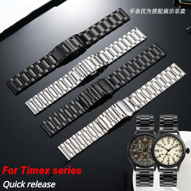 ل Timex T49905 T49963 T49953 المواطن هاميلتون الأعمال ماتي وعاء من الستانليس ستيل الأسود حزام ساعة اليد المعدنية حزام الساعات سريعة الرجال 20 مللي متر