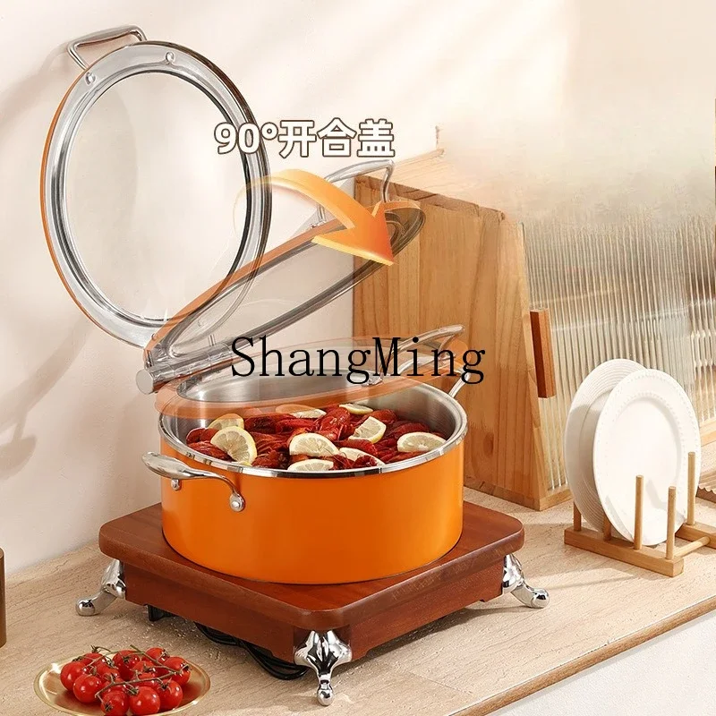 

CL Luxury Commercial Color Stainless Steel Hammer Printing Warm Vegetable Pot Buffet Furnace Display Cold Food